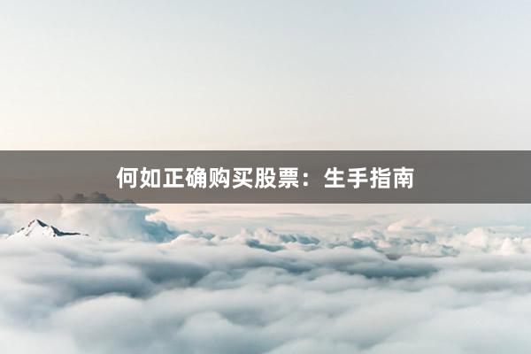 何如正确购买股票：生手指南